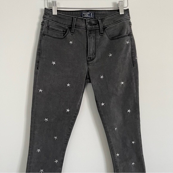 Abercrombie & Fitch Star Mid-Rise Super Skinny Black Ankle Jeans, Size 25 - Picture 7 of 14